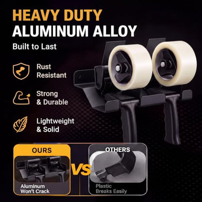 Pelopy Aluminum Wall Mount Tape Gun Holder Dispenser, Black, 2 Roll Holder - color: Black, size: 2 Roll Holder