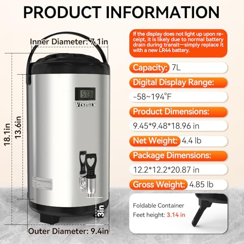 Commercial 2-Gallon Beverage Dispenser with Stand, Hot and Cold, Silver - color: Silver