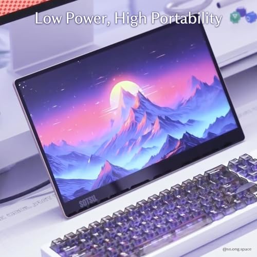 SOTSU FlipAction Go 14" Premium Portable Monitor | Full HD 1080p | 400 Nits | 100% sRGB | Robust yet Lightweight | Pivoting Landscape & Portrait Display | Tempered Glass Cover | USB-C & Mini HDMI | 5W - color: Moonlight