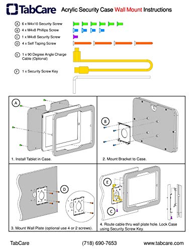 Anti-Theft Acrylic VESA Enclosure for Galaxy TAB S10 FE+ 13.1" with Free Wall Mount Kit & 90-Degree Angle Charge Cable (TAB S10 FE+ 13.1, White) - color: White, size: TAB S10 FE+ 13.1