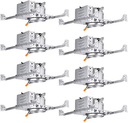 TORCHSTAR 8-Pack 4 Inch Shallow New Construction Recessed Lighting Housing - size: 4 Inch
