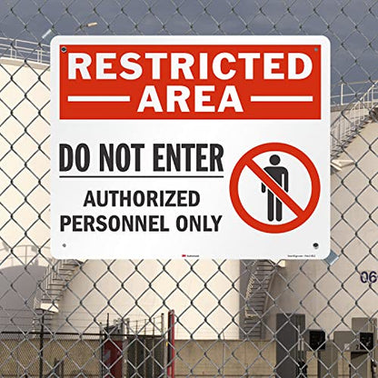 SmartSign 24" x 30" 'Restricted Area Do Not Enter, Authorized Personnel Only' Metal Sign with Symbol, 80 mil Aluminum, 3M Laminated Engineer Grade Reflective, Red, White and Black, USA-Made - style: 24" x 30" - EG Reflective
