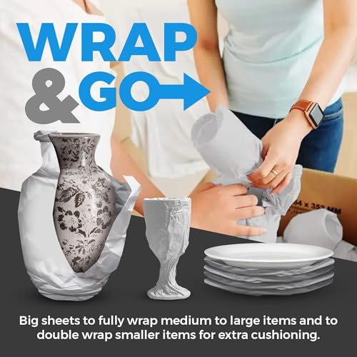 Bryco Goods Newsprint Packing Paper Sheets for Moving - 1.5lb - 50 Sheets of Newspaper Paper - Wrapping and Protecting Fragile Items, Box Filler, Shipping Supplies - 27" x 17" - Made in the USA - size: 27" x 17" (50 Sheets)