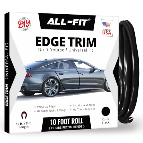 All-Fit Automotive Car Door Edge Protector Made in the USA (10 Ft - Black) - color: Black