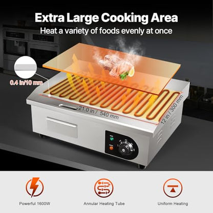 VEVOR Commercial Electric Griddle, 22", Countertop Flat Top Griddle - size: 22"