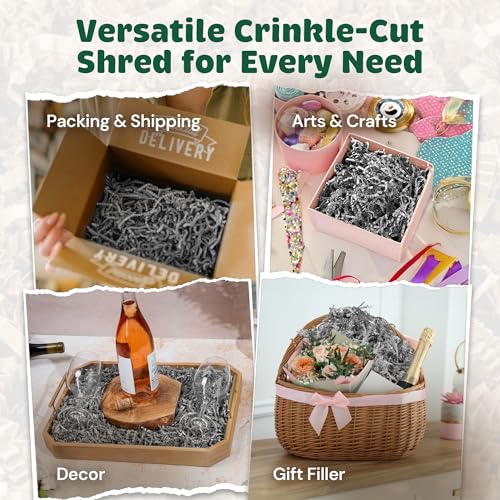 10 LB USA Made crinkle paper filler | Paper Shred Filler for Shipping packages, Gift Wrap, Great packing paper for gift basket filling, Birthdays, Weddings, and Anniversaries | Gray - color: Gray, size: 10 LB