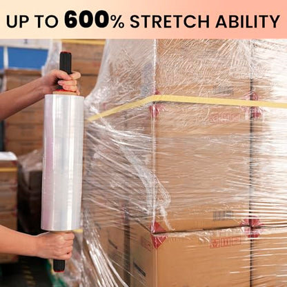 TAPEBEAR 4Rolls Stretch Wrap Heavy Duty 15" x 1000 Ft, 80 Gauge Shrink Wrap - size: 15" x 1000Ft x 4Rolls