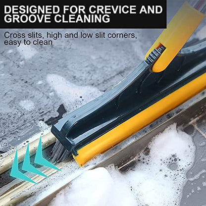 2 in 1 Floor Brush Scrubber with Long Handle Grout Brush 3 Poles 53.5'' New Upgrade Stiff Bristle Cleaning Scrub Brush with Squeegee 120°Rotating Tile Brush for Cleaning Bathroom Glass Patio Kitchen - color: Green
