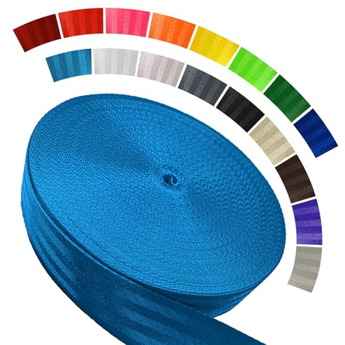 Polyester Webbing Strap 16+Colors – 1"&1.5"&1.9" – 16.5 25 33 55 Yards Heavy Duty Webbing Roll, Flat Webbing Strap for Indoor&Outdoor Gear, DIY Crafting, Repairing - color: Sky blue, size: 1.5"-55 yards