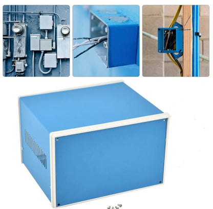 Fielect Electronic Enclosure Project Box Blue Metal DIY Case Junction Box, 8.27" x 7.09" x 5.51" - size: 8.27" x 7.09" x 5.51"