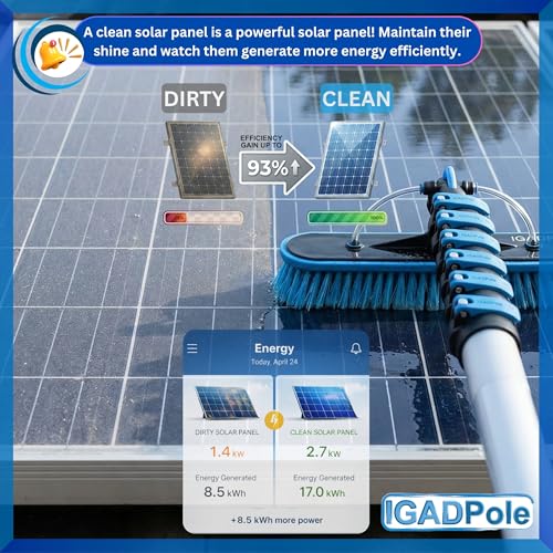 IGADPole 28 FT Water-Fed Washing Kit with Soap-Dispenser, Brush, 10″ Squeegee & Cobweb Duster for Windows, Gutters, Solar Panels & Exterior Walls - size: 28 FT Pole