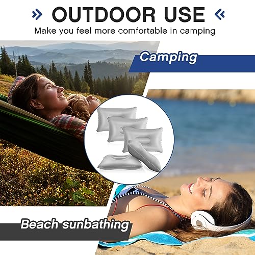 Maitys 5 Pcs Inflatable Camping Pillow,13.39 X 8.66 Inches,Gray - color: Gray, size: 13.39 x 8.66 Inches