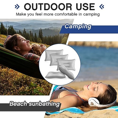 Maitys 5 Pcs Inflatable Camping Pillow,13.39 X 8.66 Inches,Gray - color: Gray, size: 13.39 x 8.66 Inches