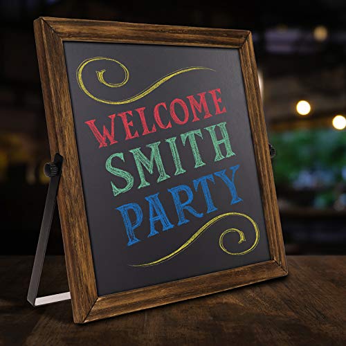 Excello Global Products Rustic Chalkboard Sign Wooden Frame with Adjustable Stand Menu Message Board Double Sided Display Magnetic Surface Reversible 11 x 11 Inches