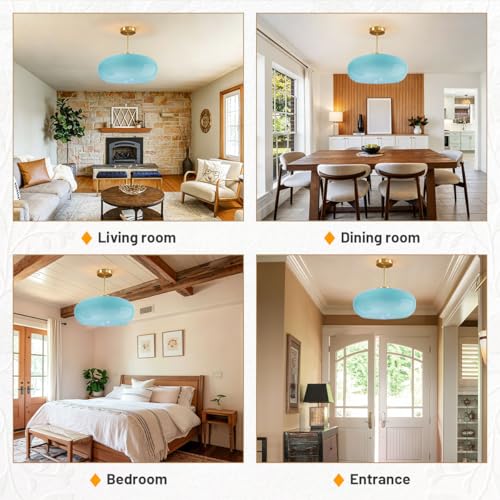 Blue Semi Mount Ceiling Light Fixtures Hallway 15.7″Round Dome Shade - color: 15.7″-Blue