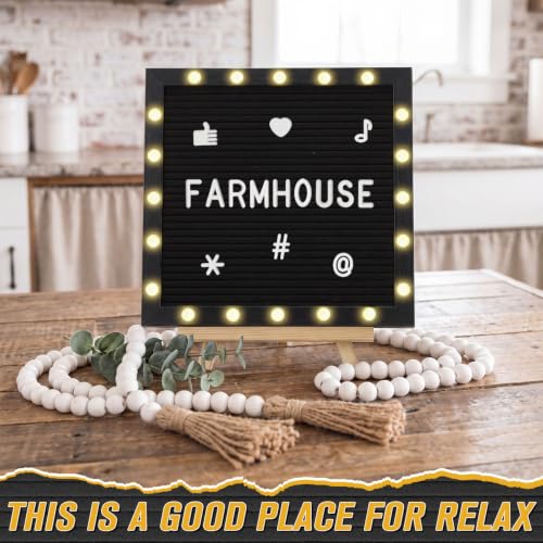10 x 10 Inches Felt Letter Board & LED Light, Black, Solid Black - color: Black, size: 10 x 10 Inches, style: Solid Black