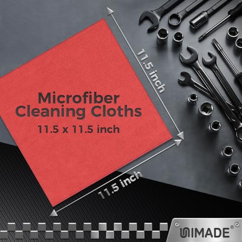 UNIMADE Shop Towels, 400 Pack Commercial Grade Work Rags Microfiber Towels - color: Red, size: 400pk