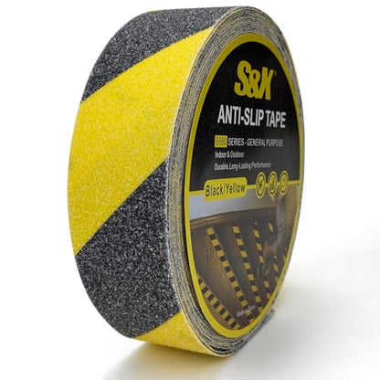 S&X Anti Slip Tape 2in x 60ft Grip Tape for Stairs & Ramps, Black/Yellow - color: Black/Yellow, size: 2" X 60'