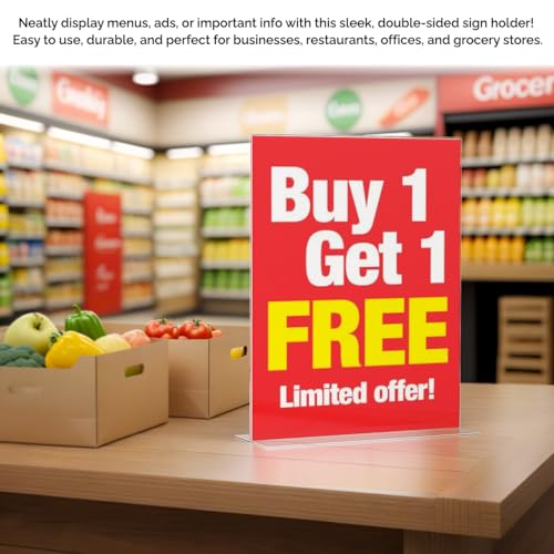 Marketing Holders Sign Holder for 8.5" x 11" Signs Elegant Double Sided Table Number Display Clear Acrylic Place Card Stand for Parties Wedding Receptions and Catered Events Bottom Load - size: 8.5"W x 11"H Bottom Load