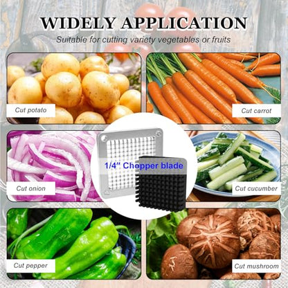 2 PCS Replacement Dicer Chopper 1/4" Blades with Pusher Block - color: 1/4''&1/4'' blade