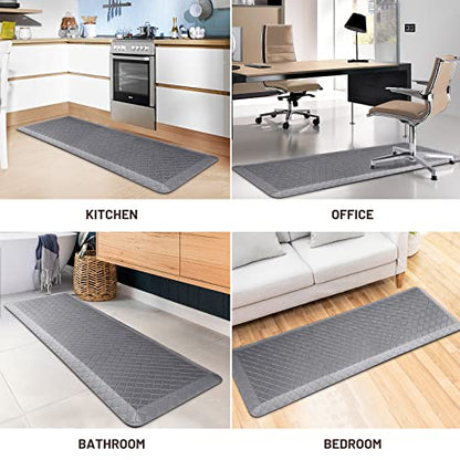 HappyTrends Kitchen Floor Mat - 4/5 Inch Thick Anti-Fatigue Kitchen Rug - color: Grey, size: 60"L x 17.3"W x 0.8"Th