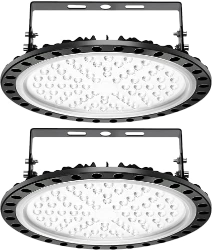 2 Packs 300W UFO LED High Bay Light, 30000LM Commercial Bay Lighting Daylight 6500K, IP65 Waterproof LED Commercial Bay Light, LED Warehouse Light Shop Light Garage Light - color: 2 Packs, size: 300watt