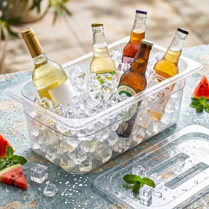 APREUTY 6-Pack 1/3 Size 4''Deep NSF Polycarbonate Food Pans with Lid, Clear - size: 1/3 Size 4'' Deep