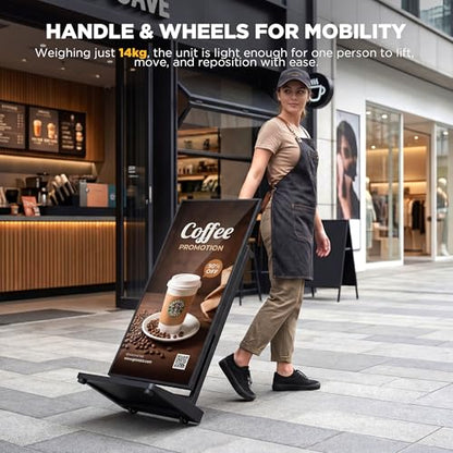 43 Inch Digital Signage Display, Screen LCD Advertising Kiosk, Portable Floor Standing Auto Ad Player Android OS App-Based Control with USB/HDMI/WiFi - size: 43"