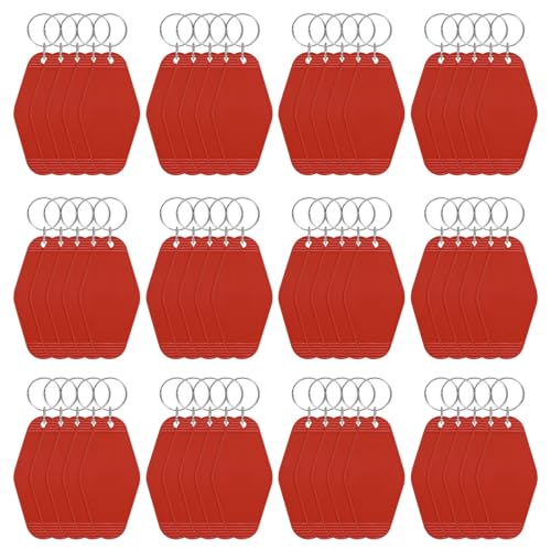 Blank Hotel Keychain Tags [60PCS] - Plastic Rhombus Blank Motel Keychain with Key Rings - color: Wine