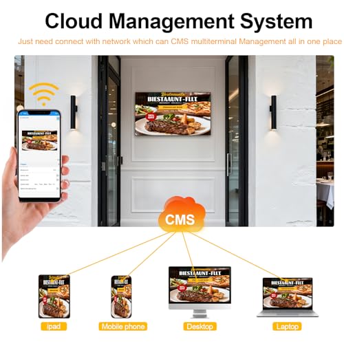 32Inch Wall Mount Digital Signage, 1000nits High Brightness Slim Frameless Advertising Display, Touchscreen Commerical Display LCD Monitor with CMS/U-Disk Plug&Play, Split Screen, 7/24 Timer switch