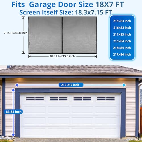 Garage Door Screen For 2 Car 18x7FT, Magnetic Screen Garage with Retractable Fiberglass Mesh and Heavy Duty Weighted Bottom, Easy Assembly & Pass, Hands Free Screen Door w/ 40 Magnets for Garage/Patio - color: Black, size: 18.3X7.15ft