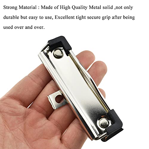 HAHIYO 3.94 Inches Metal Clipboard Clips with Rubber Grips 6 Pack Mountable Sturdy Strong Springs with Rivets Document File Wood Plastic Clips Board for Office School Home - style: Silver-3.94in-6p