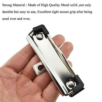 HAHIYO 3.94 Inches Metal Clipboard Clips with Rubber Grips 6 Pack Mountable Sturdy Strong Springs with Rivets Document File Wood Plastic Clips Board for Office School Home - style: Silver-3.94in-6p