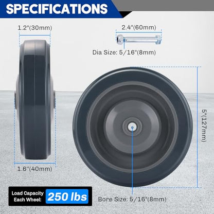8 Pack 5" Shopping Cart Replacement Wheels Kit