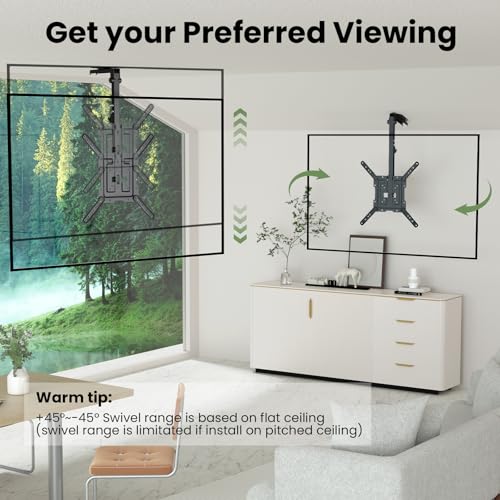 Ceiling TV Mount Flip Down for 23-55'' TV, Manual Drop Down TV Mount