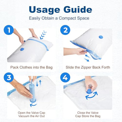 HOUSE DAY 10 Jumbo Vacuum Storage Bags with Pump,Space Saving Vacuum Seal Bags For Clothing Travel, Vacuum Storage Bags For Clothes, Comforters, Blankets, Pillows, Bedding, Moving, Travel, Hand Pump - size: 10 Jumbo