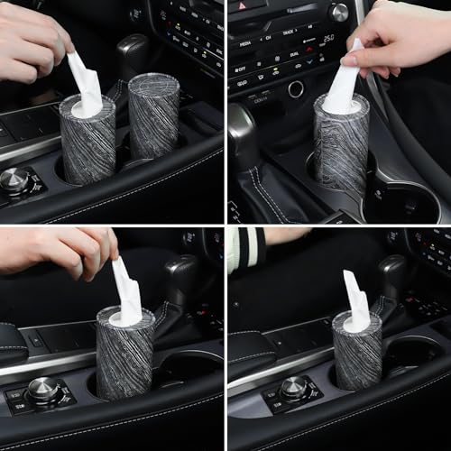 SINGARO Car Tissue Holder, 4 Pack Car Cup Holder Facial Tissues with Travel Tissue Bag, Quick and Convenient Flower Combination Car Tissue Box(4 Canisters/200 Tissues) Gray - color: Gray