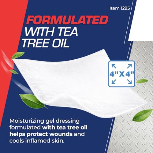 Dynarex DynaSafety XeroBurn Sterile Burn Dressings - Hydrogel Dressings with Tea Tree Oil - First Aid for Minor Burns - 4" x 4" - 15 per Box
