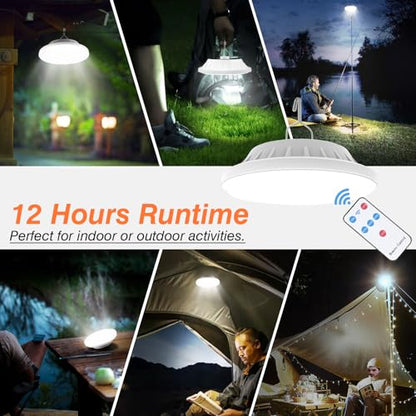 Solar Camping Lantern with Remote, Waterproof Hanging Tent Light
