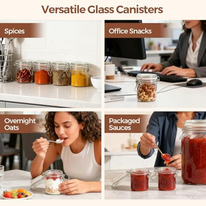 ComSaf Small 8 oz Glass Jars with Airtight Lids 12 Pack Jam Pantry - size: 8oz*12