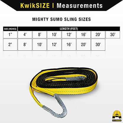 KwikSafety - Charlotte, NC - Mighty Sumo 2”x 30’ Poly Web Sling Lifting Strap Construction ASME OSHA / 6400lbs Vertical 5100lbs Choker 12800lbs Basket/Rigging Moving Towing Hoisting Gear - size: 2"X30' | 6400 lbs