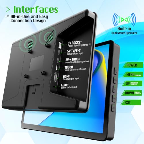 10.1-inch Small Monitor with Touchscreen for Raspberry Pi, Home Assistant - size: 10.1-inch