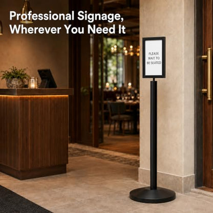 CCW 7 X 11" Vertical Pedestal Floor Sign Frame, Black Powder Coated Steel - color: Black Powder Coated Steel, size: 7 x 11 Inch Vertical