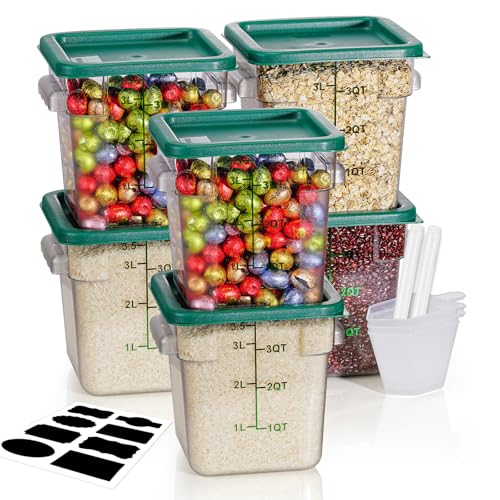 4QT 6PCS NSF Commercial Clear Food Storage Containers with Lids(GREEN) - color: E22-4QT-6PCS-GREEN