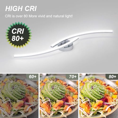 31.4Inch Modern LED Ceiling Light 22W Chrome Linear Ceiling Light Fixture 6000K Aluminum Long Flush Mount Ceiling Lights Fixture Lamp for Bedroom Hallway Kitchen Bathroom - color: Chrome,Intersect, size: 31.49Inch