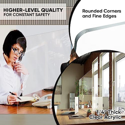 Plexiglass Table Top Sneeze Guard – Desk Divider for Students, Office, Transactions – Acrylic Shield | (24" x 24" with Cutout) - size: 24"H x 24"W Cutout