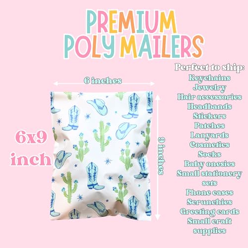 10x13 Colorful and Stylish 100 Pack Poly Mailer Bags with Unique Designs | Waterproof, Tear-Resistant, Durable Shipping Bags Ideal for Gifts, Small Businesses, and Secure Packaging | Western Cowboy - color: Western Cowboy, size: 10x13