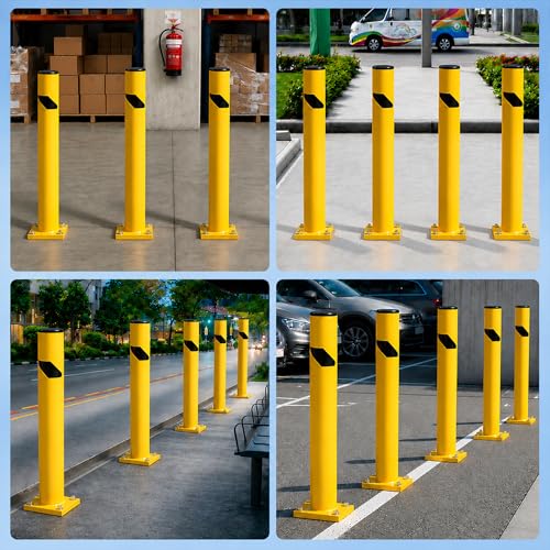 Crowd Control Warehouse Trafford 42-Inch Steel Bollard, Yellow - size: 42 inches