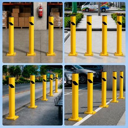 Crowd Control Warehouse Trafford 42-Inch Steel Bollard, Yellow - size: 42 inches