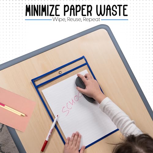 Essex Wares - 6 Pack, Blue Dry Erase Pockets, 10" Wide x 13.5" Tall - color: Blue